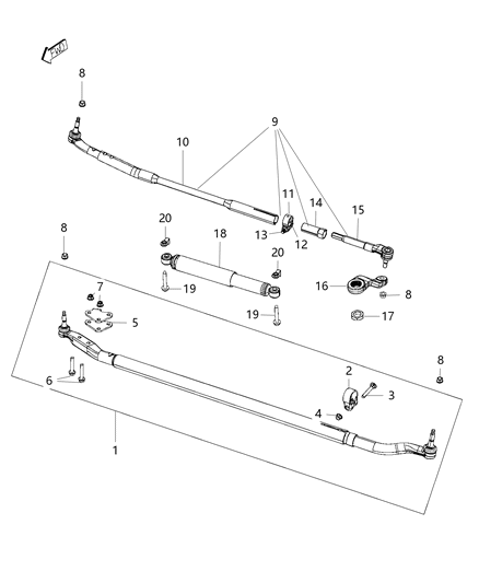 1984 Dodge Rampage Bolt Square Neck Clamp To Adjuster Sleeve Diagram for 6510751AA
