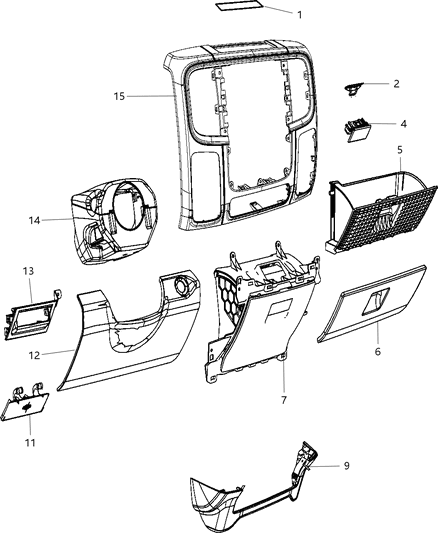 2016 Ram 3500 Bezel Instrument Panel Center Diagram for 1VY951X9AD
