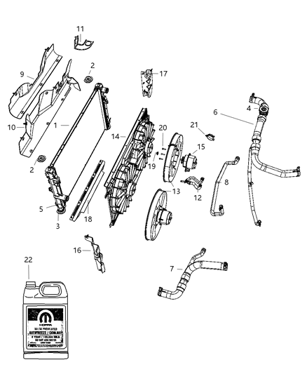 Hose Radiator Inlet Radiator Inlet Hose Assembly Diagram for 5058492AD