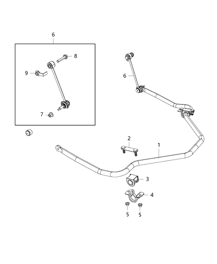1987 Dodge Ramcharger Stud Plate Stabilizer Bar Retainer Diagram for 6510991AA