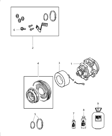 Pulley Hub Kit A/C Compressor Diagram for 68084274AA