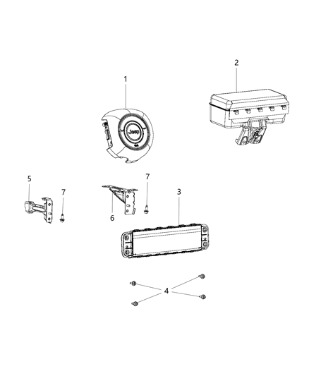 2018 Jeep Compass Kneeblocker Driver Inflatable, Driver Side Diagram for 4787947AA