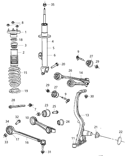 1991 Dodge B150 Knuckle Front Diagram for 5039027AB