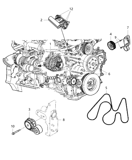 1992 Chrysler Imperial Bracket Alternator Diagram for 68048986AA