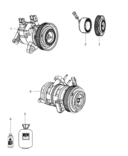 1989 Dodge Aries Pulley Hub Kit A/C Compressor Diagram for 68058044AA