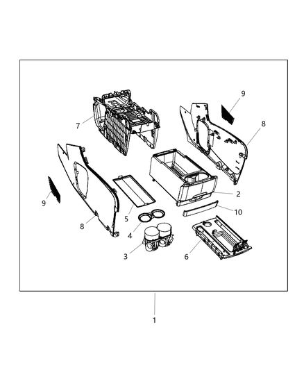 Console Floor Front Diagram for 1PC89HL5AF