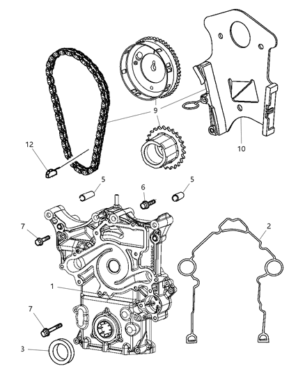 2015 Chrysler Town & Country Gasket Package Front Cover Diagram for 5139933AA