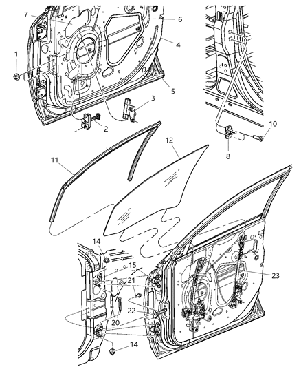 Regulator Front Door Window Diagram for 5020787AD