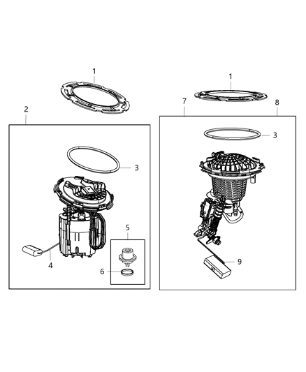 Module Kit Fuel Pump/Level Unit: Pump, Sending Unit, O-Ring Diagram for 68103913AB