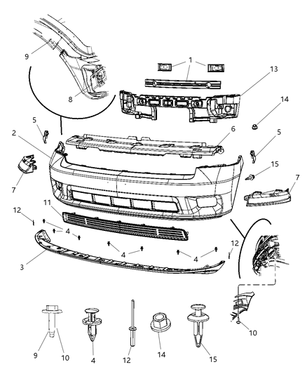 Reinforcement Front Bumper Diagram for 68031521AB
