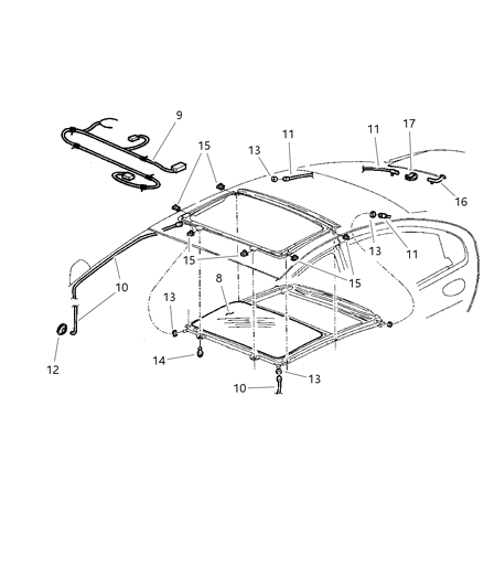 Tube Sunroof Drain Diagram for 4805399AF