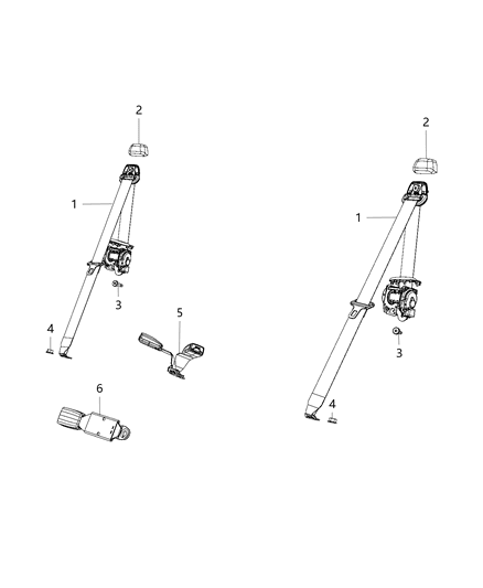 1989 Dodge Spirit Seat Belt Rear Outer Diagram for 1UL391X9AA