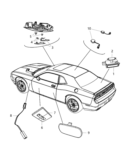 1994 Dodge B150 Lamp LED Door Trim Panel Diagram for 68042209AA