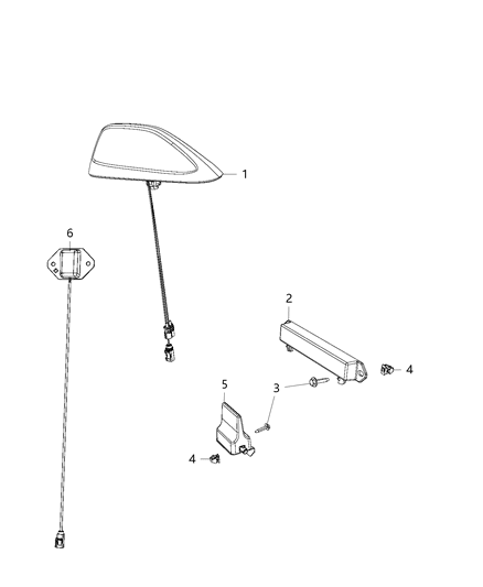Antenna Cable & Base Assembly Diagram for 68366538AA
