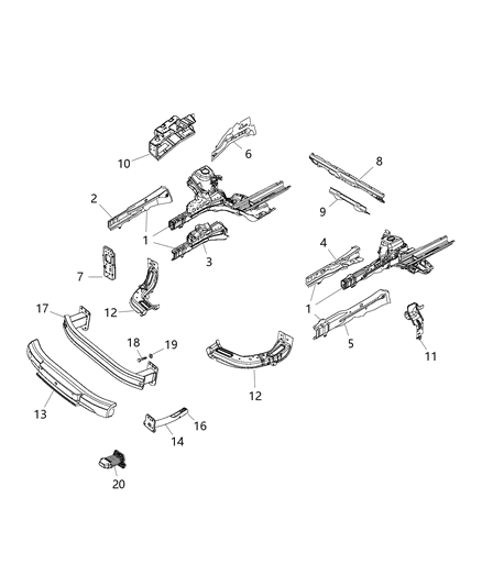 Plate Front Siderail, Driver Side Diagram for 68259340AA
