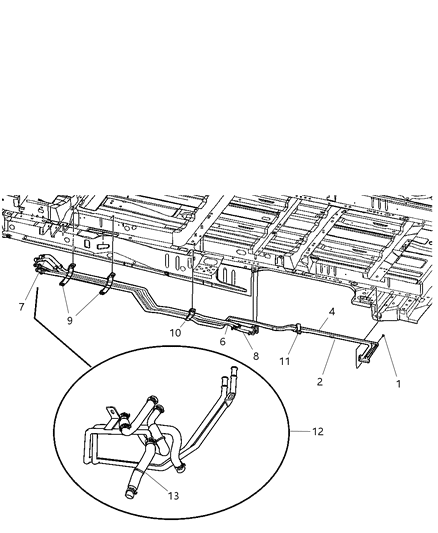 2004 Dodge Grand Caravan Tube & Hose Supply & Return W/Auxiliary Heater Diagram for 5005394AE