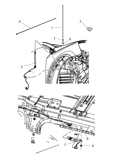 2008 Dodge Grand Caravan Cable Antenna Diagram for 5064270AA