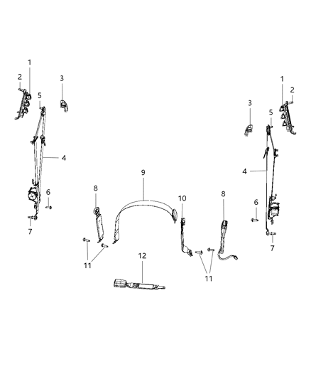 Seat Belt Front Outer Diagram for 5PM201X9AD