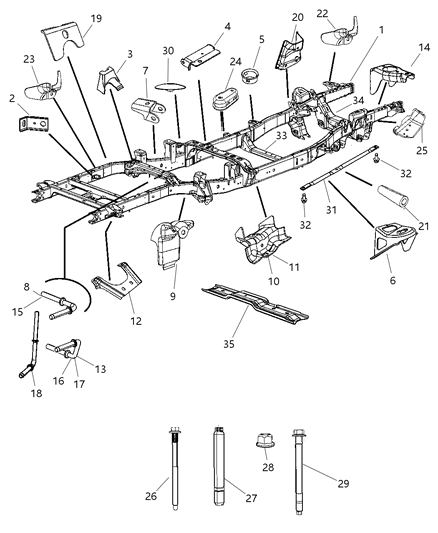 2000 Chrysler Grand Voyager Crossmember Transmission Diagram for 68003855AA