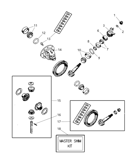 Shim Kit Differential Replacement Shims for 5017215Aa Diagram for 5013884AA