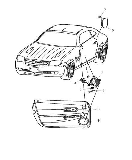 1999 Dodge Durango Grille Speaker Diagram for 5102805AA