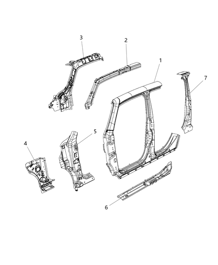 2007 Jeep Compass Reinforcement A - Pillar Diagram for 68246243AA