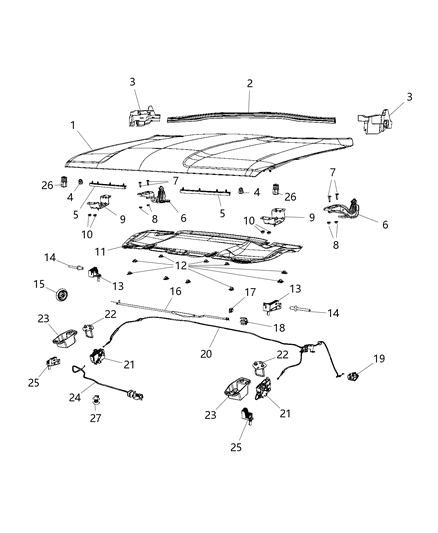 Pad Hood Silencer Diagram for 68255310AA