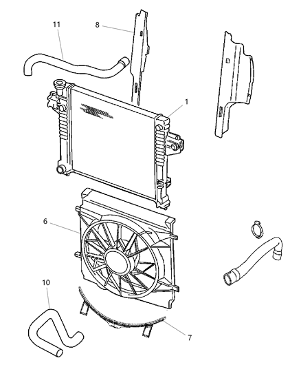 Radiator Engine Cooling Diagram for 5143023AB