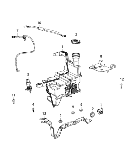 Bracket Washer Reservoir Diagram for 68398501AB