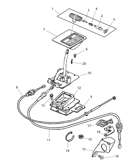 Handle Gearshift Diagram for 52104028