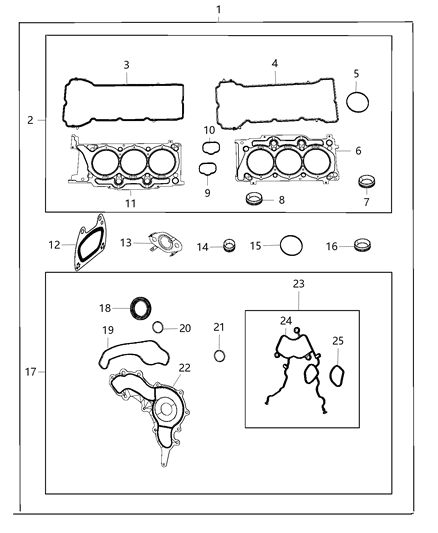 2020 Chrysler Pacifica Gasket Kit Engine Upper for Long Block Diagram for 68297850AA