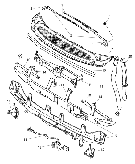 2005 Dodge Grand Caravan Blade Wiper Diagram for 5096134AA
