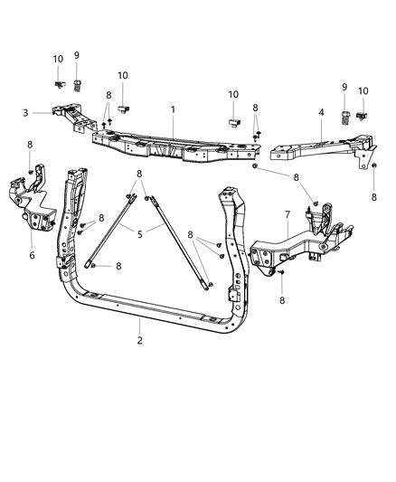 2002 Dodge Caravan Crossmember Radiator Diagram for 5156109AA