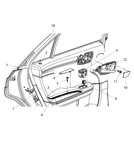 2016 Chrysler 300 Panel Assembly Rear Door Trim Diagram for 5PF971XBAC