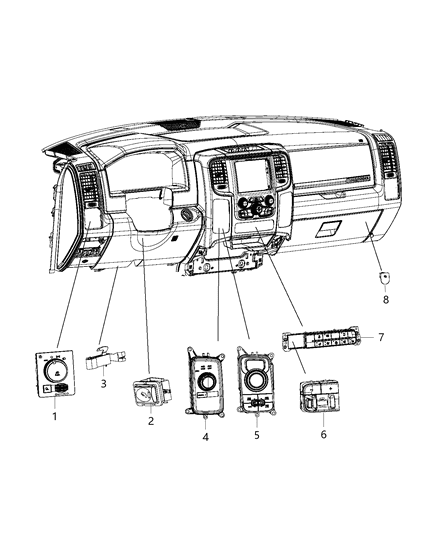 Switch Instrument Panel Diagram for 56054517AA