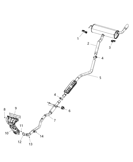 2017 Chrysler 300 Pipe Exhaust Front Diagram for 68225542AA
