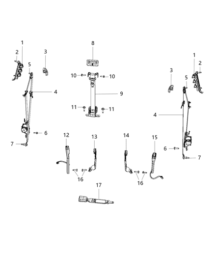 Seat Belt Front Inner Right, Buckle Diagram for 5KQ421DVAA