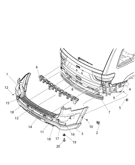 Lamp Rear Fog Diagram for 57010717AB