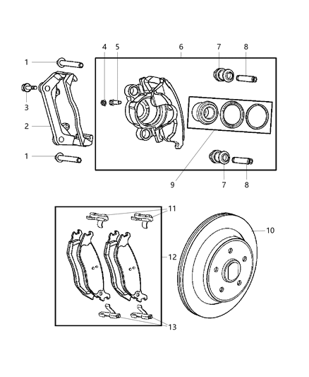 1998 Chrysler Concorde Pad Kit Rear Disc Brake Diagram for 5080563AC