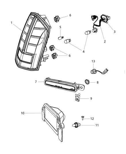 Lamp Tail Stop Turn Diagram for 68042170AA