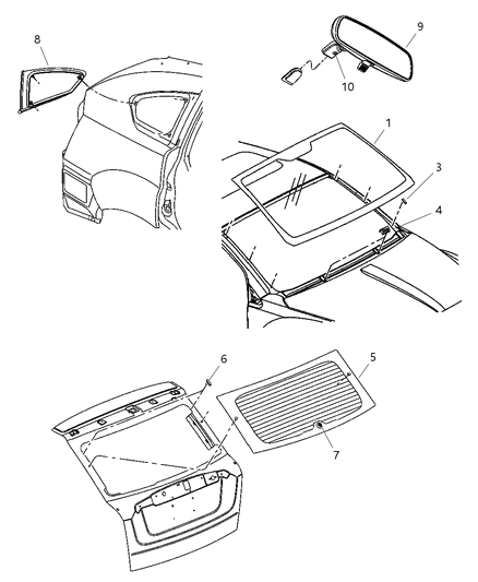 Windshield Shipping Assembly-30 Lite Glass Diagram for 5191245AA