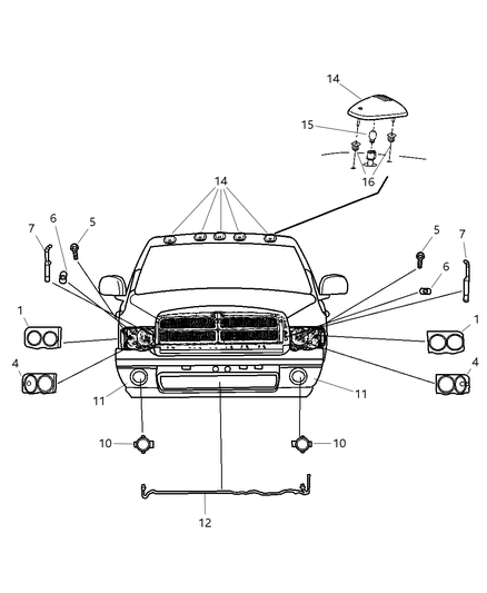 1995 Chrysler LHS Lamp And Bracket Fog Lamp Diagram for 55077474AB