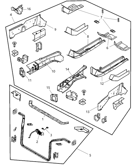 Crossmember Radiator Lower - Complete Diagram for 5103397AD