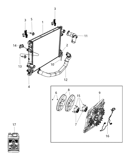 1995 Dodge B1500 Hose Radiator Outlet Diagram for 5039042AF