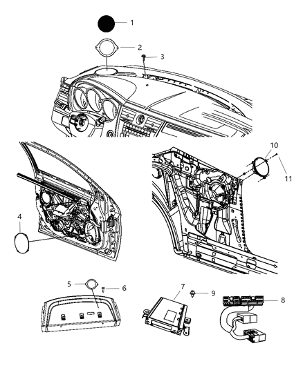 1986 Dodge D250 Grille Instrument Panel Speaker Diagram for XT03XDVAC