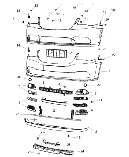 Reinforcement Front Bumper Pedestrian Bar Diagram for 68089026AA