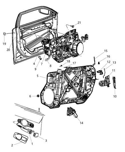 Bezel Outside Door Handle Diagram for 1RH67JSCAB