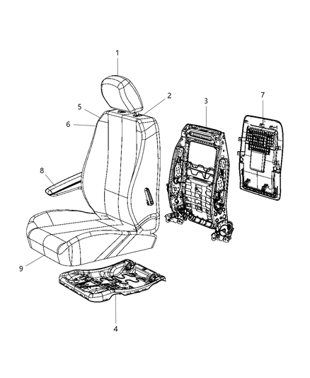 Headrest Front Diagram for 1TE981D5AA