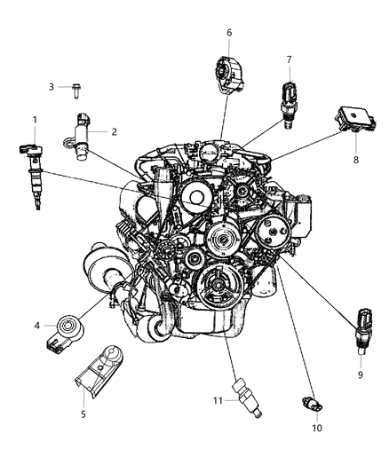 2011 Jeep Patriot Sensor Map Diagram for 68271094AA