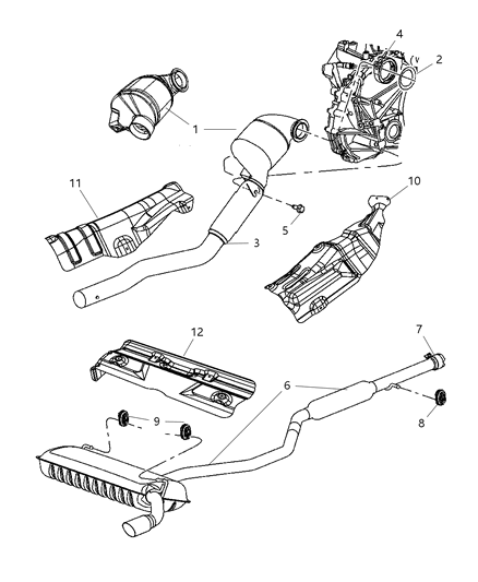 Muffler And Tailpipe Exhaust Diagram for 5105674AE